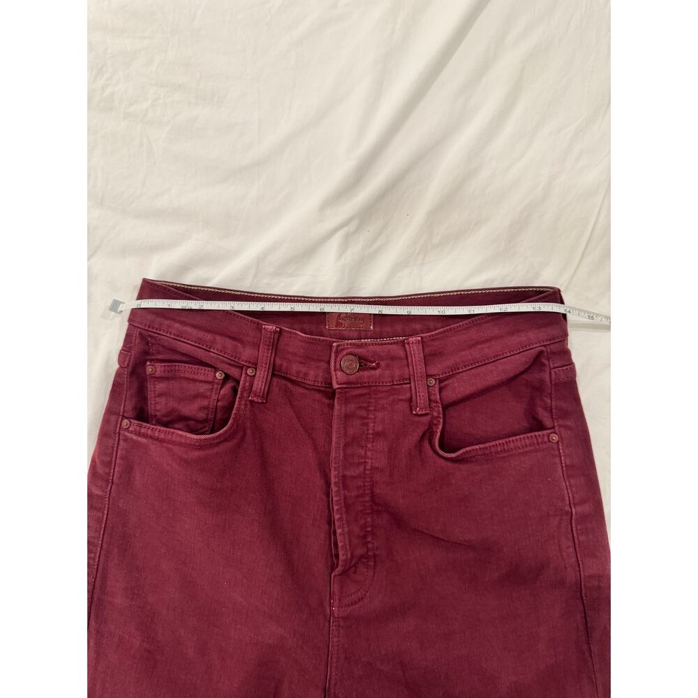 Mother The Tripper Ankle Fray Jeans Burgundy Women's 28 Straight Leg Raw Hem - Picture 8 of 16